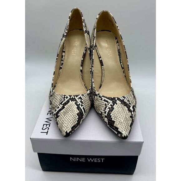 Nine West Stiletto Pumps Faux Snake Skin Ivory Multi Women’s Size 8.5 With Box - Picture 2 of 8